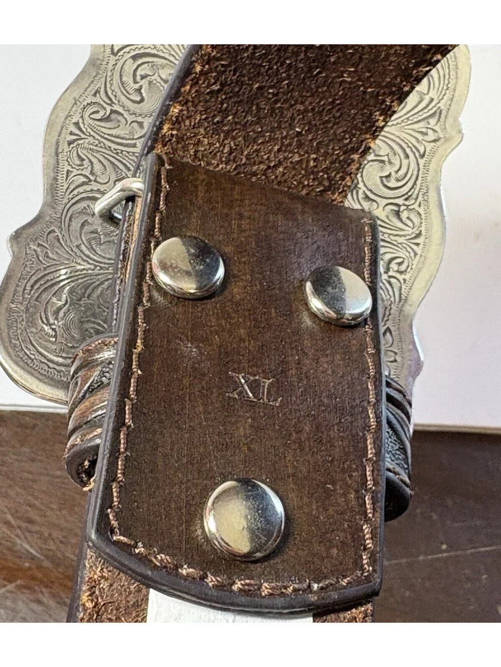 Nocona Women's Leather Belt Size XL Brown Tooled Floral And Cross Western